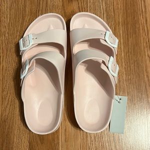 Pink slide sandals
